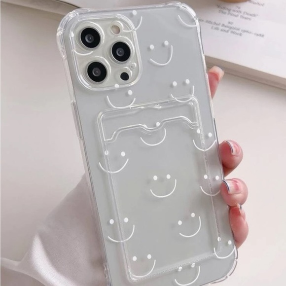 ⚠️Clearance🫧iPhone 12 Pro Max Cute Smiley Face iPhone Case With Card Slot - Picture 1 of 4